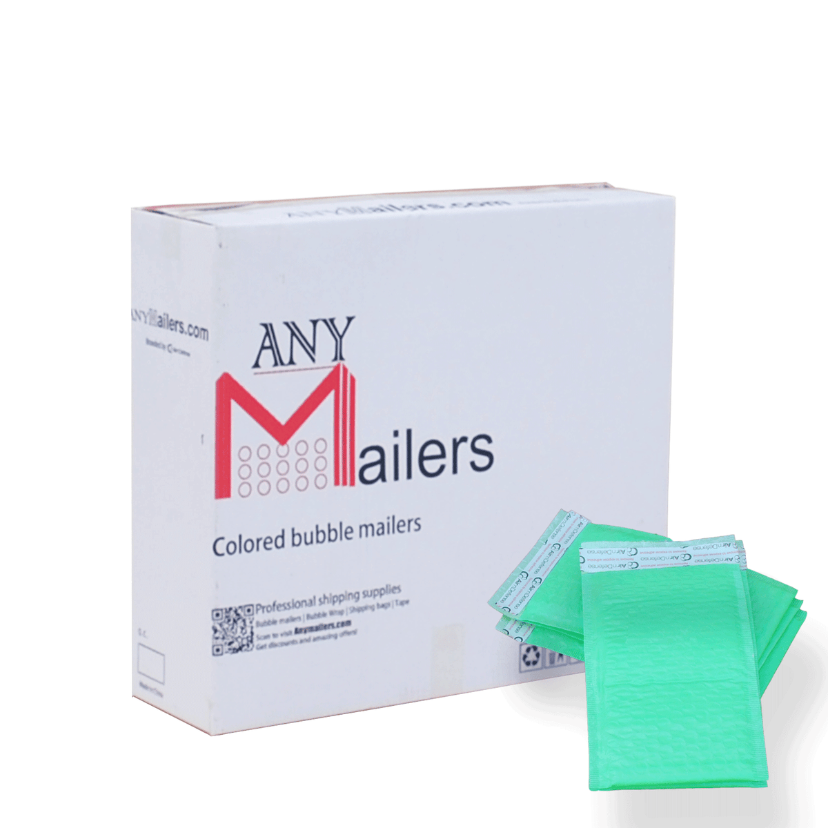 AirnDefense Any Size Green Poly Bubble Mailers Plastic Shipping Padded Envelopes