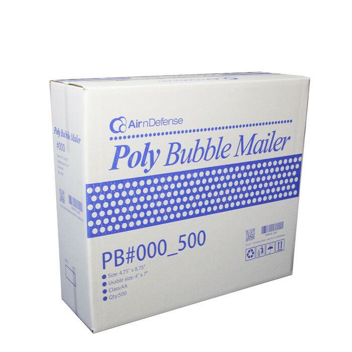 #000 4x8 Poly Bubble Mailers Padded Envelopes Mailing Shipping Bags AirnDefense
