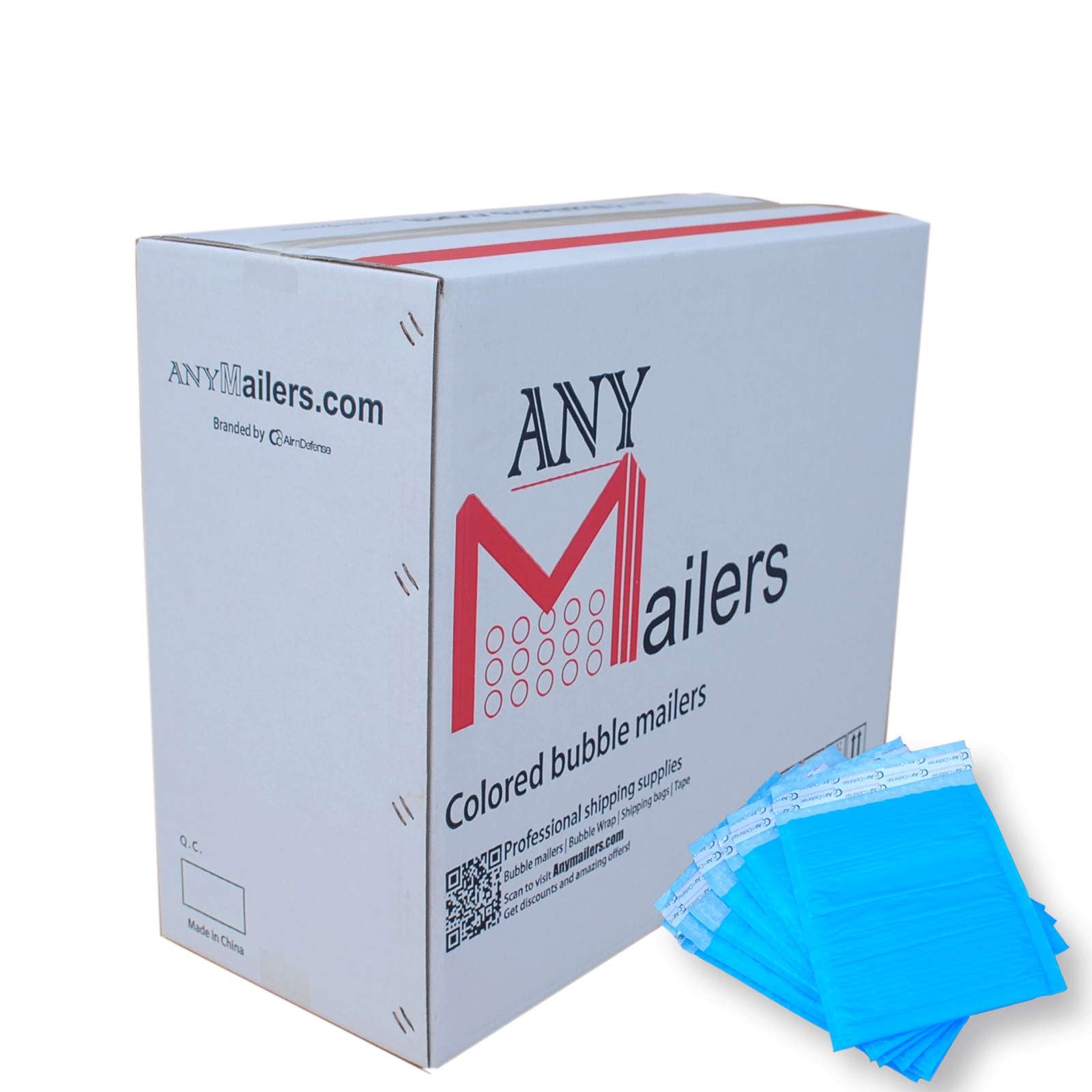 AirnDefense Any Size Blue Poly Bubble Mailers Plastic Shipping Padded Envelopes