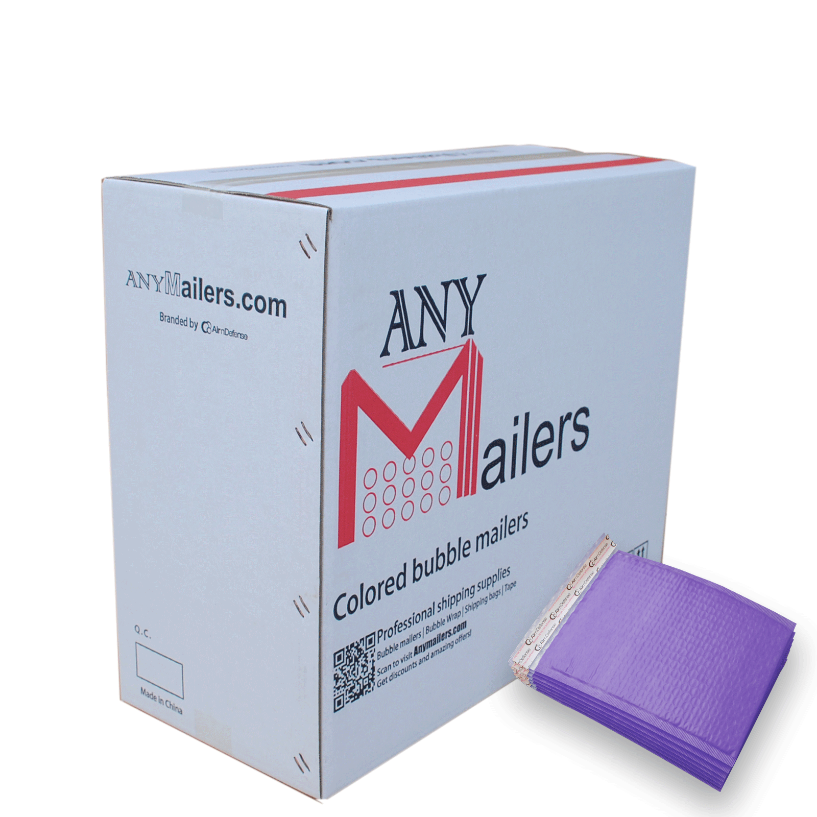 AirnDefense #0 6.5x10" Colored Poly Bubble Mailers Shipping Padded Envelopes
