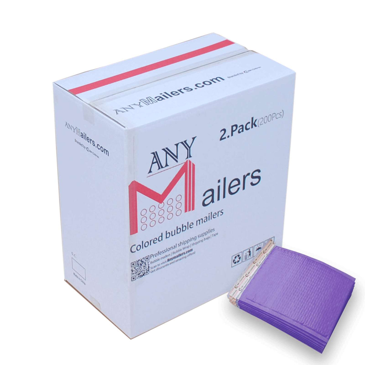 AirnDefense Any Size Purple Poly Bubble Mailer Plastic Shipping Padded Envelopes
