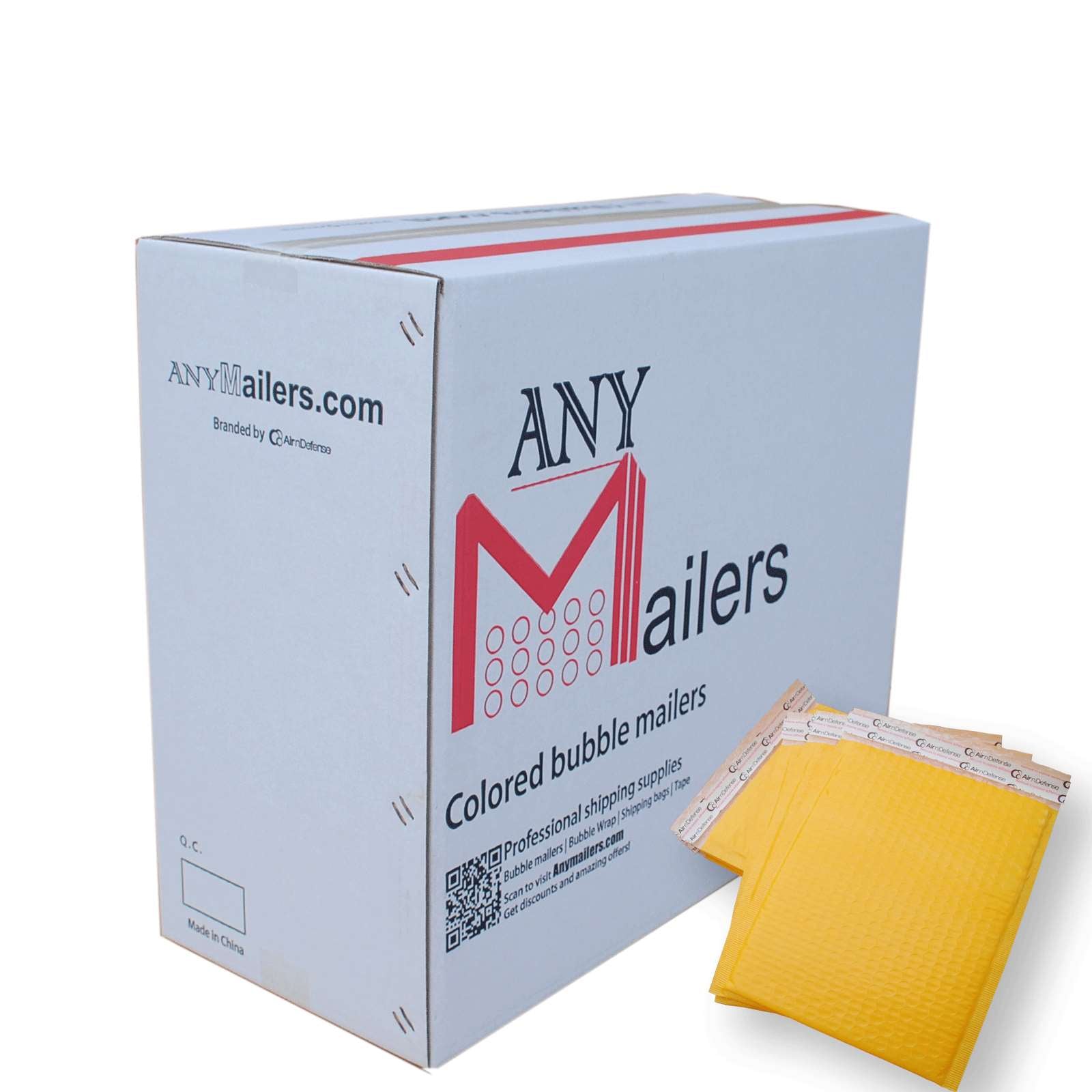 AirnDefense Any Size Yellow Poly Bubble Mailers Plastic Shipping Padded Envelope