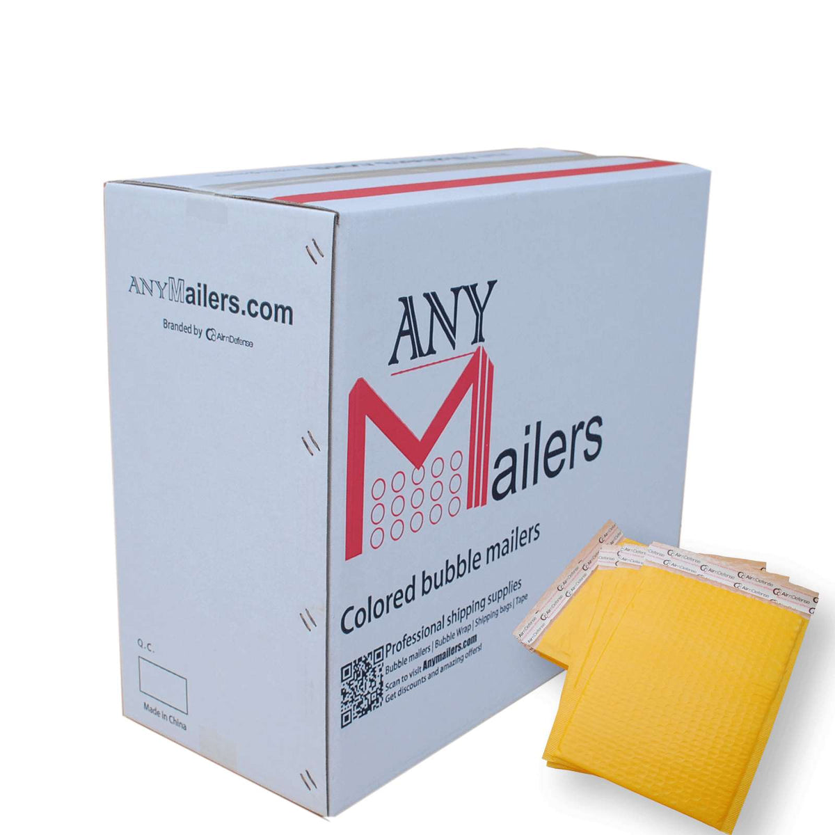 AirnDefense Any Size Yellow Poly Bubble Mailers Plastic Shipping Padded Envelope