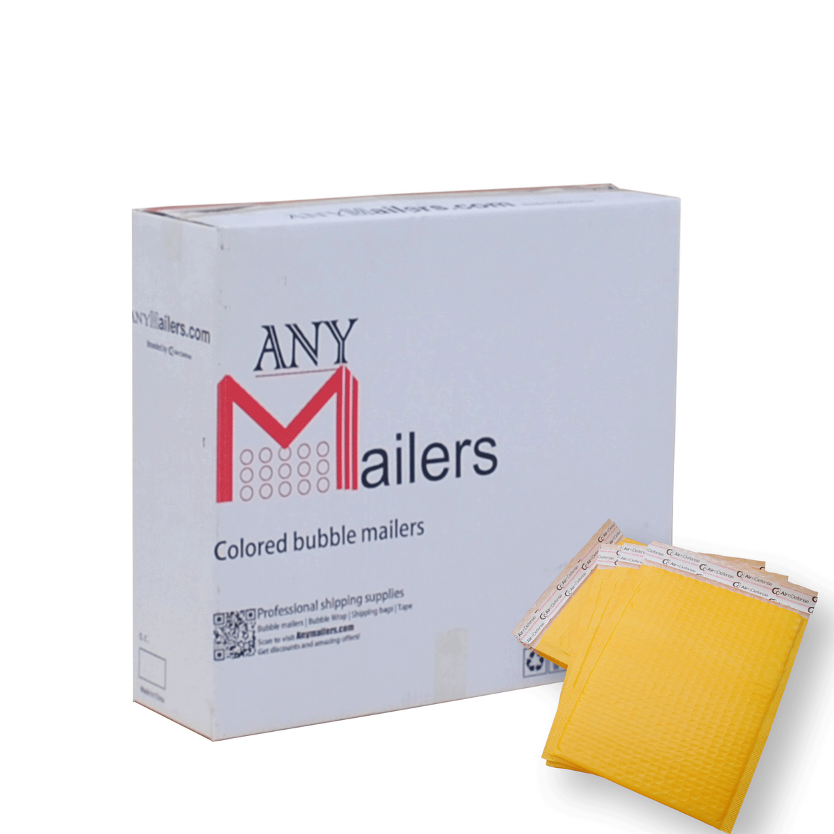 AirnDefense #000 4x8" Colored Poly Bubble Mailers Shipping Padded Envelopes