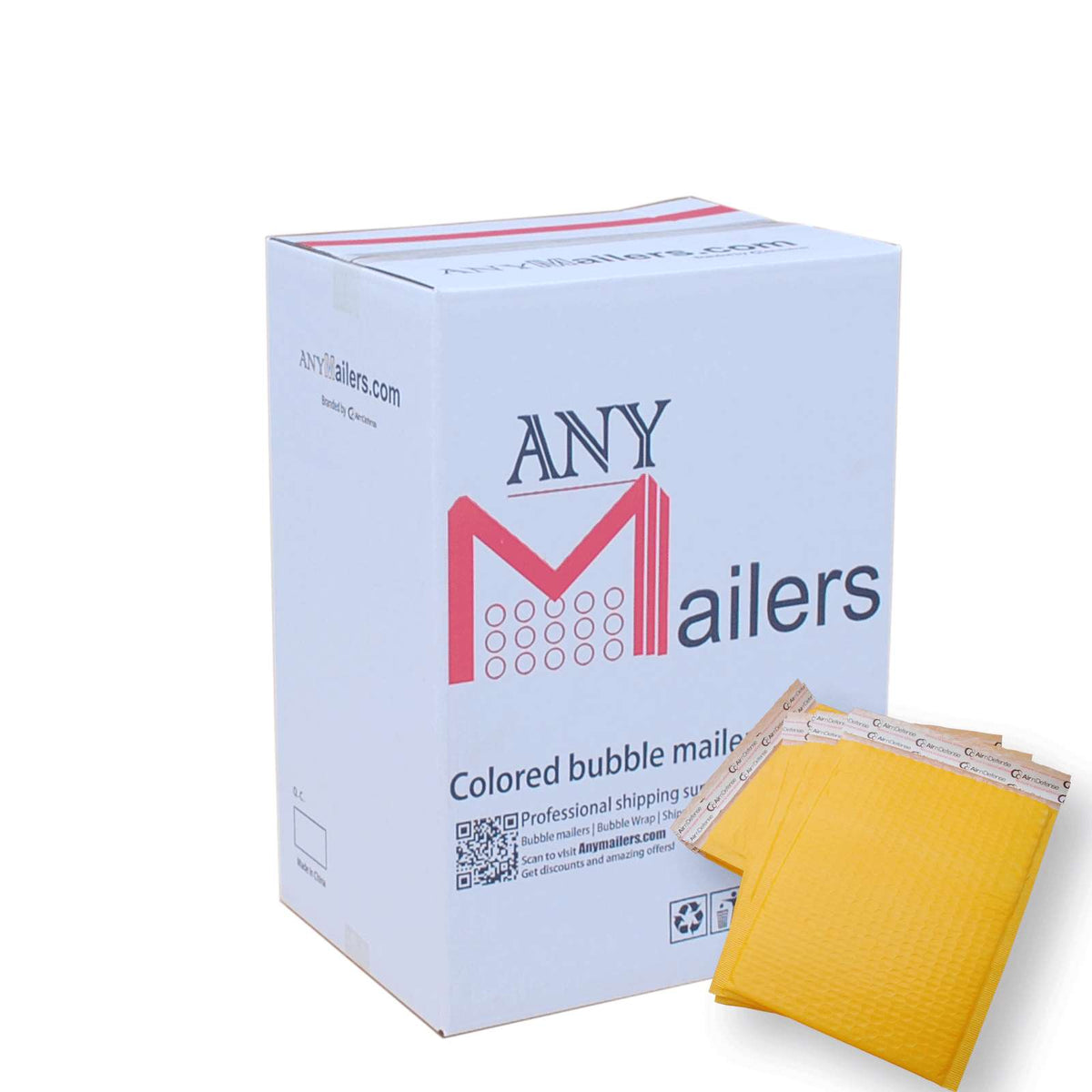 AirnDefense Any Size Yellow Poly Bubble Mailers Plastic Shipping Padded Envelope